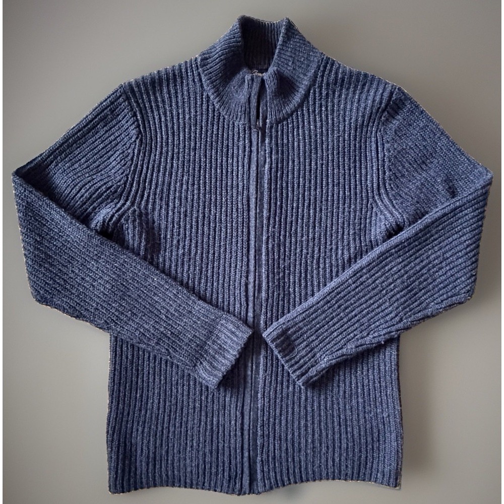 Garret Scott Long Sleeve Full Zipper Sweater Blue Wool Nylon Small JBHS
